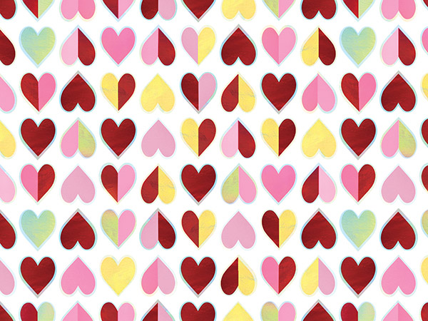 Sparkling Hearts Wrapping Paper, 24"x417', Half Ream Roll