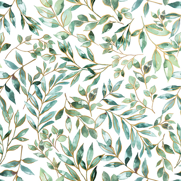 Elegant Leaves Wrapping Paper, 24"x417', Half Ream Roll