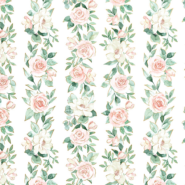 Pink Roses Wrapping Paper, 30"x417', Half Ream Roll
