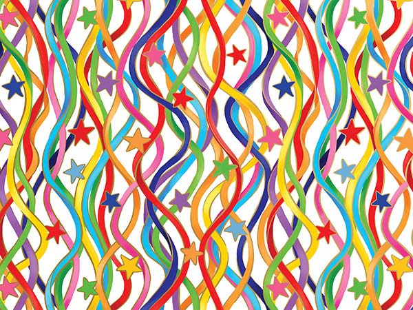 Celebration Streamers Wrapping Paper, 30"x208', Quarter Ream Roll