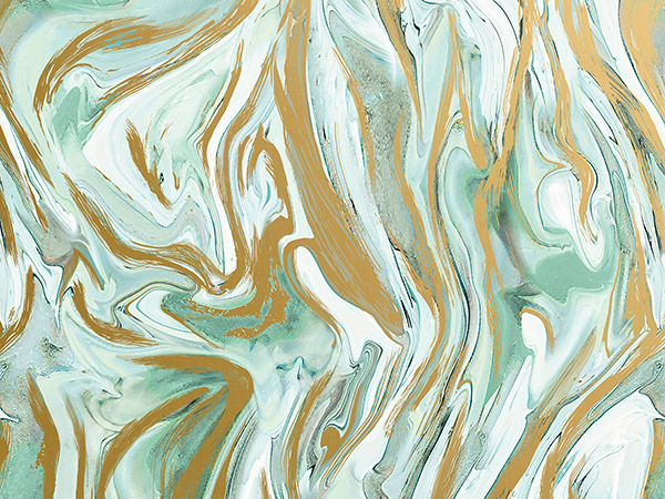 Marbleized Mint Wrapping Paper, 24"x833', Full Ream Roll