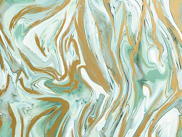 Marbleized Mint Wrapping Paper, 30x208', Quarter Ream Roll