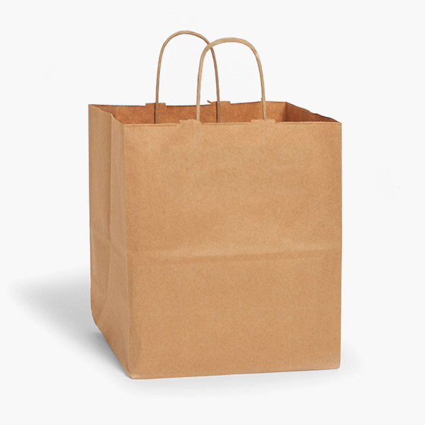 Natural Brown Kraft Shopping Bags, Joey 10x5x10", 100 Pack