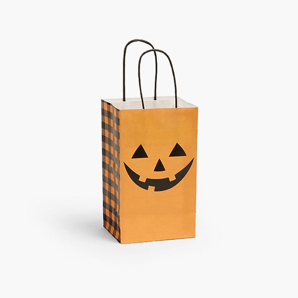 Jack O Lantern Paper Gift Bags Rose 5.25x3.5x8.25",25 Pack