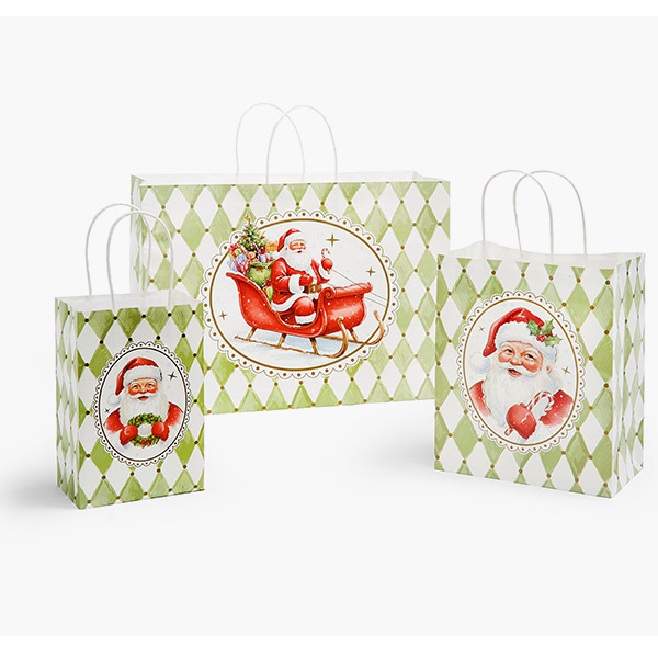 Jolly Santa Paper Gift Bags, Assortment, 125 Pack