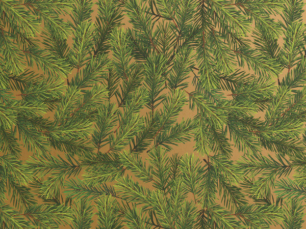 Evergreen Kraft on Gold Gift Wrap, 30"x104' Roll