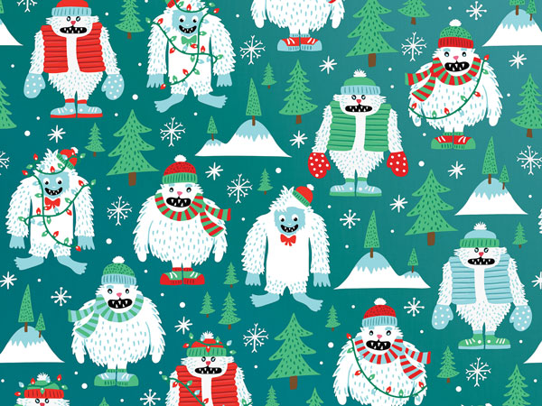 Yeti for the Holidays Gift Wrap, 24"x833', Full Ream Roll