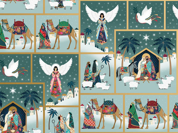 Nativity Scene Wrapping Paper, 30"x417', Half Ream Roll