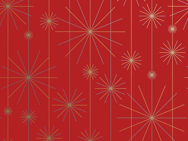 Starburst Red Wrapping Paper, 30"x417', Half Ream Roll