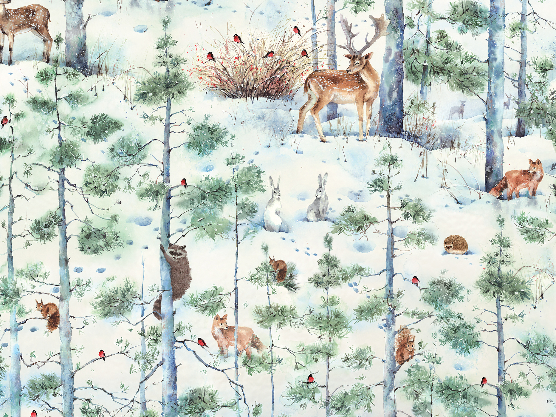 Snowy Woodland Wrapping Paper, 30"x417', Half Ream Roll