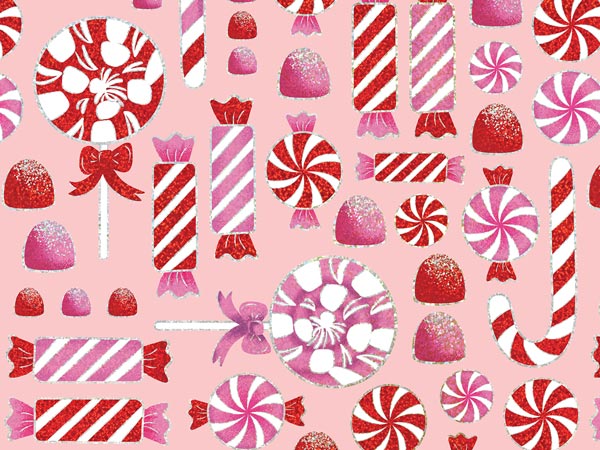 Candy Christmas Wrapping Paper, 24"x833', Full Ream Roll