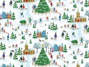 Christmas Village Gift Wrap, 30"x208', Quarter Ream Roll-thumbnail