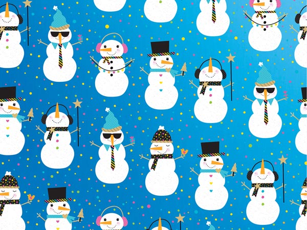 Snowman Party Wrapping Paper, 24"x417', Half Ream Roll