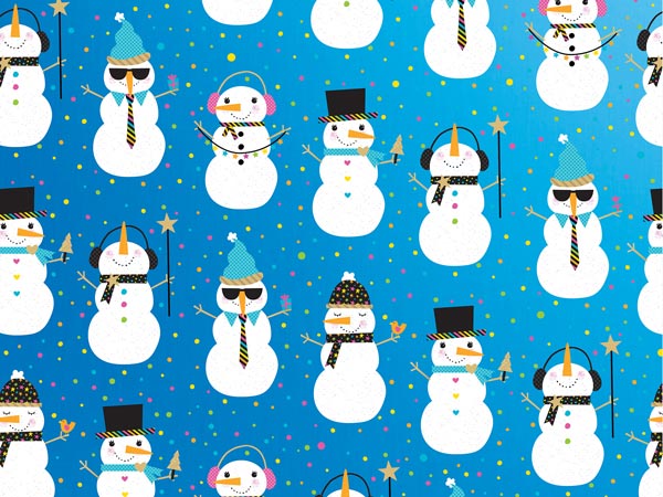 Snowman Party Wrapping Paper, 30"x417', Half Ream Roll
