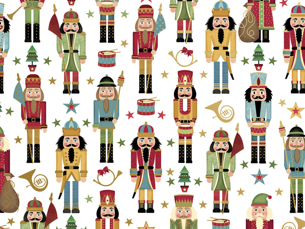Traditional Nutcracker Gift Wrap, 24"x417', Half Ream Roll