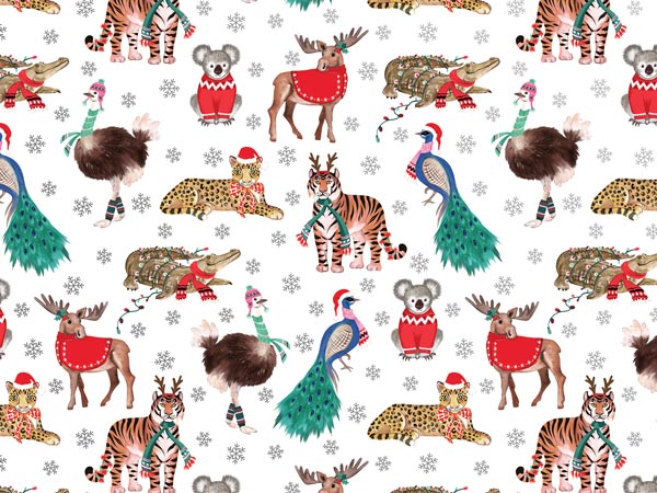 Holiday Safari Wrapping Paper, 30"x417', Half Ream Roll