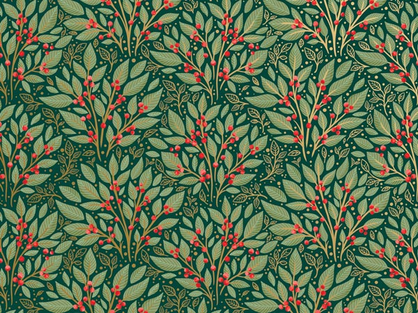Holly Tapestry Wrapping Paper, 30"x833', Full Ream Roll