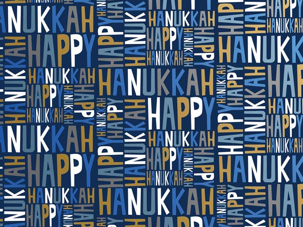 Hanukkah Greetings Gift Wrap, 24"x833', Full Ream Roll