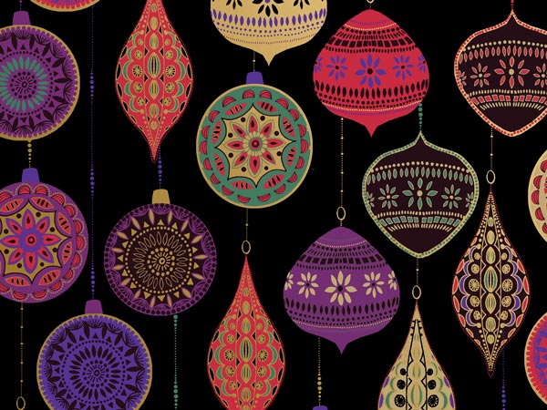 Opulent Ornament Wrapping Paper, 24"x208', Quarter Ream Roll