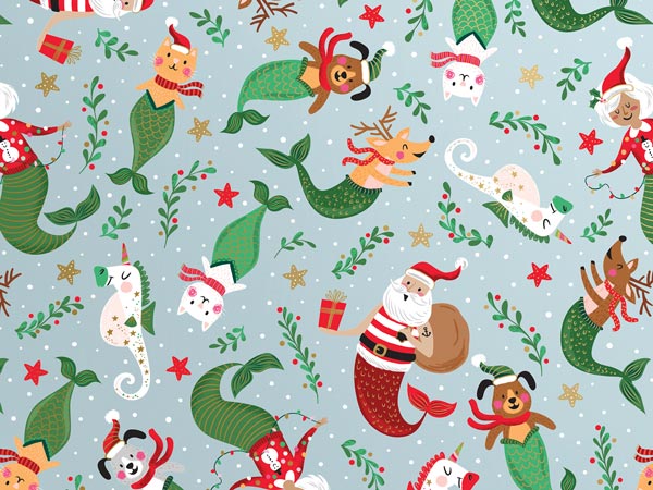 Undersea Holiday Wrapping Paper, 24"x208', Quarter Ream Roll