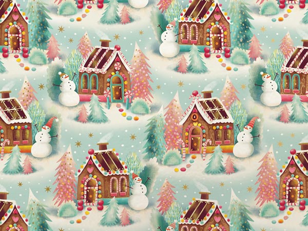 Gingerbread Dreams Gift Wrap, 30"x833', Full Ream Roll