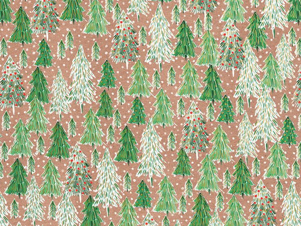 Opulent Tree Kraft Gift Wrap, 24"x833', Full Ream Roll