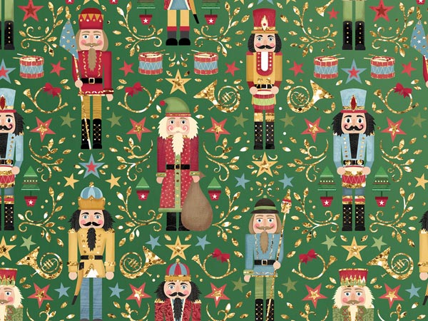 Sparkling Nutcracker Gift Wrap, 24"x208', Quarter Ream Roll