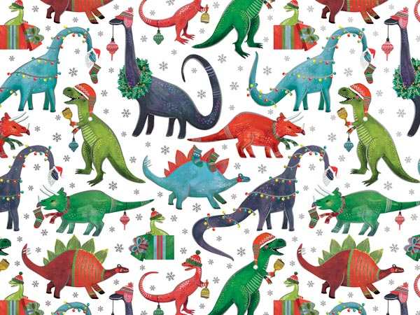 Decked Out Dinosaur Gift Wrap, 30"x833', Full Ream Roll