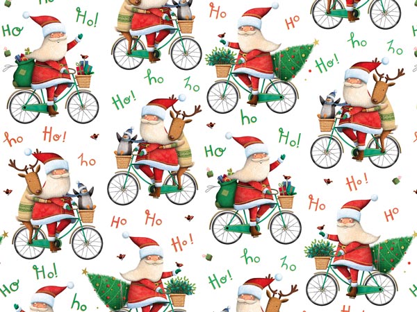 Santa Bicycle Wrapping Paper 24x417 Half Ream Roll Nashville Wraps   JXB738H24 XLARGE 