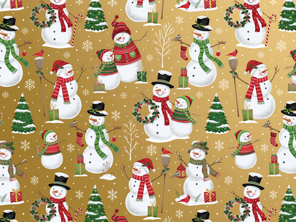 Snowman Family Wrapping Paper, 24"x208', Quarter Ream Roll