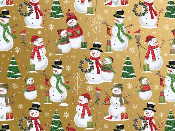 Snowman Family Wrapping Paper, 30"x208', Quarter Ream Roll