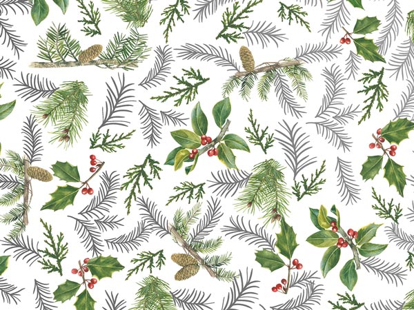 Glistening Pine Wrapping Paper, 30"x417', Half Ream Roll