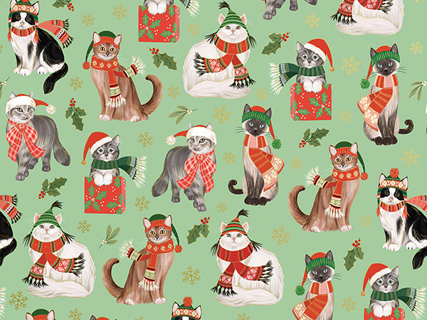 Frolicking Felines Wrapping Paper, 30"x417', Half Ream Roll