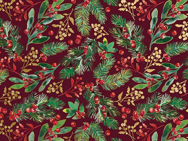 Winter Foliage Wrapping Paper, 30"x417', Half Ream Roll