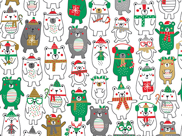 Polar Bear Fun Wrapping Paper, 30"x417', Half Ream Roll