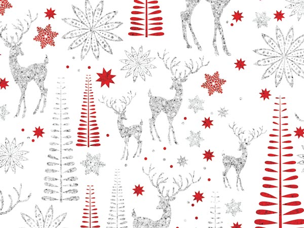 Sparkling Reindeer Wrapping Paper, 24"x417', Half Ream Roll