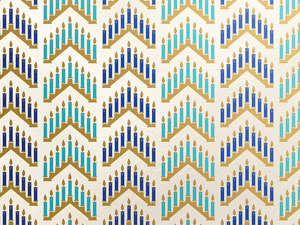 Modern Hanukkah Wrapping Paper, 30"x208', Quarter Ream Roll