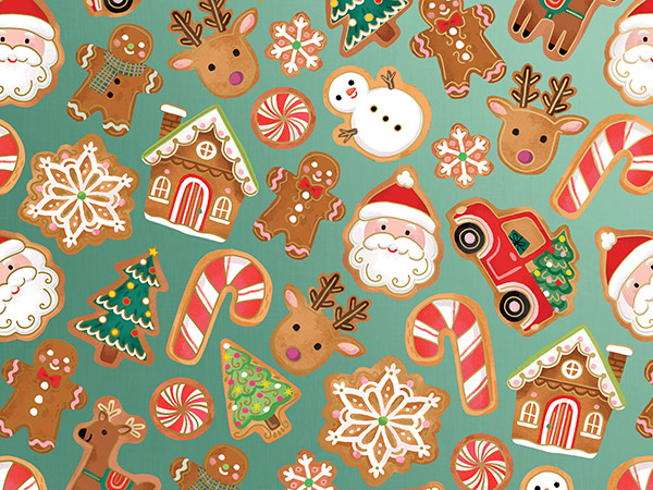 Christmas Cookies Wrapping Paper, 24"x208', Quarter Ream Roll