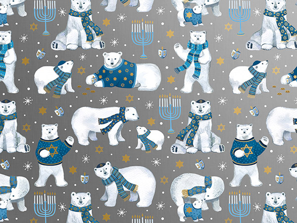Hanukkah Bears Wrapping Paper, 24"x417', Half Ream Roll