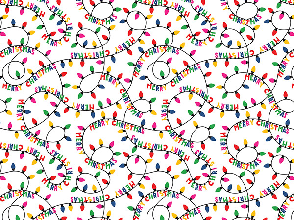 Merry Lights Wrapping Paper, 30"x833', Full Ream Roll