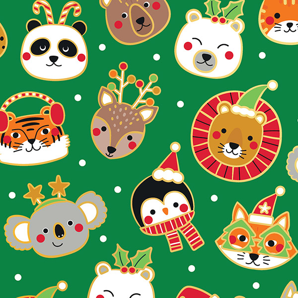 Festive Faces Wrapping Paper, 24"x417', Half Ream Roll