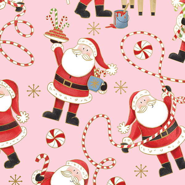 Jolly Santa Wrapping Paper, 24"x417', Half Ream Roll
