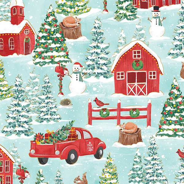 Country Christmas Wrapping Paper, 30"x417', Half Ream Roll