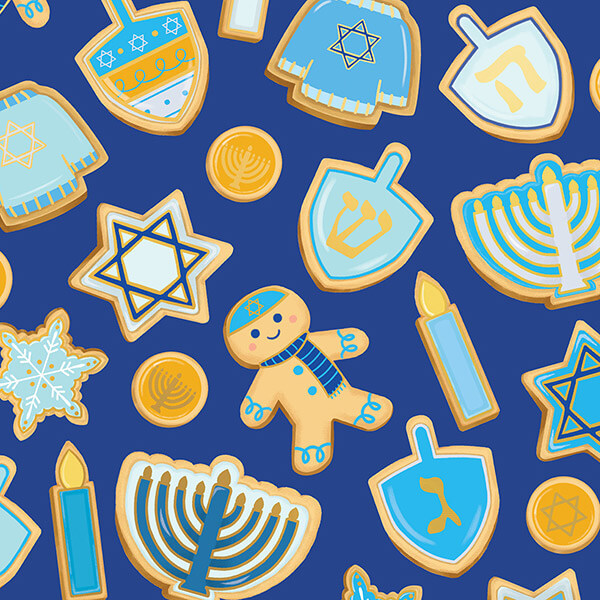 Hanukkah Cookies Gift Wrap, 24"x417', Half Ream Roll