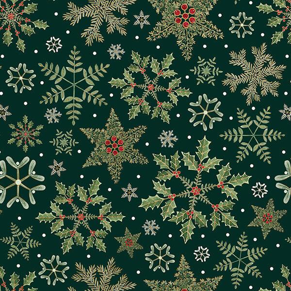Forest Snowflakes Gift Wrap, 30"x417', Half Ream Roll