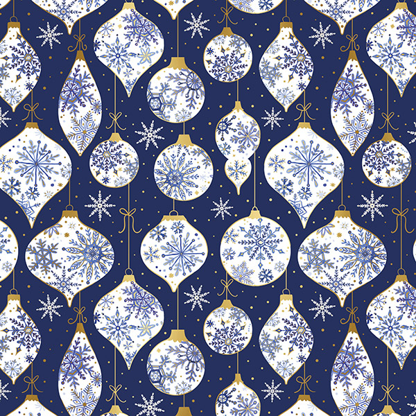 Frosted Ornaments Gift Wrap, 24"x833', Full Ream Roll