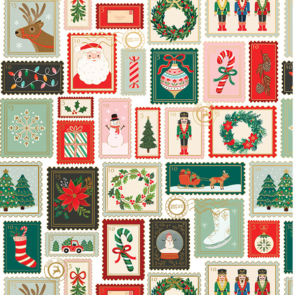 Holiday Stamps Gift Wrap, 24"x833', Full Ream Roll