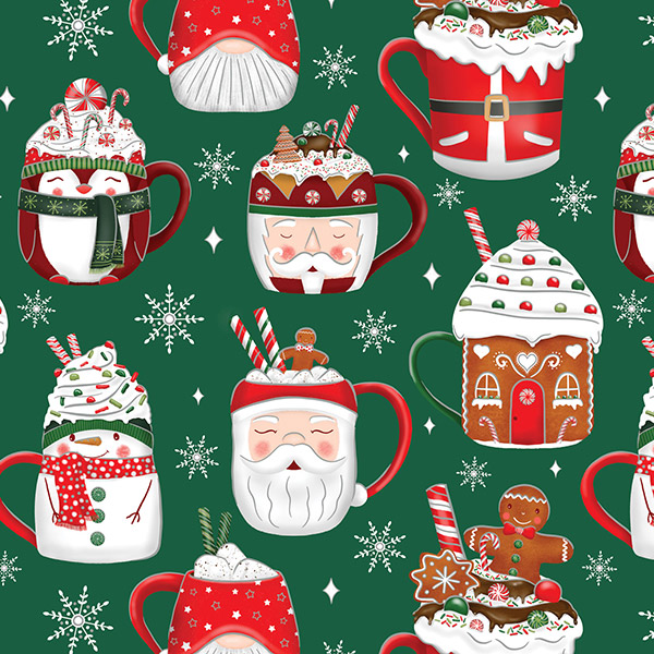 Cocoa Christmas Green Gift Wrap, 24"x833', Full Ream Roll