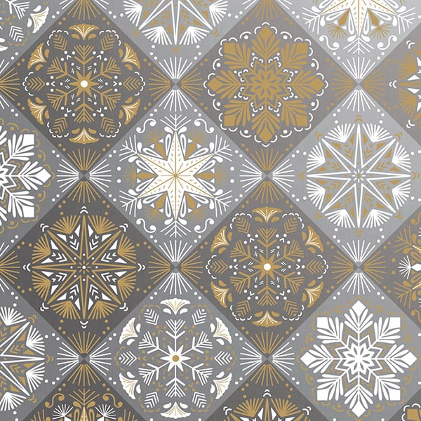 Ornamental Snowflakes Gift Wrap, 24"x208', Quarter Ream Roll