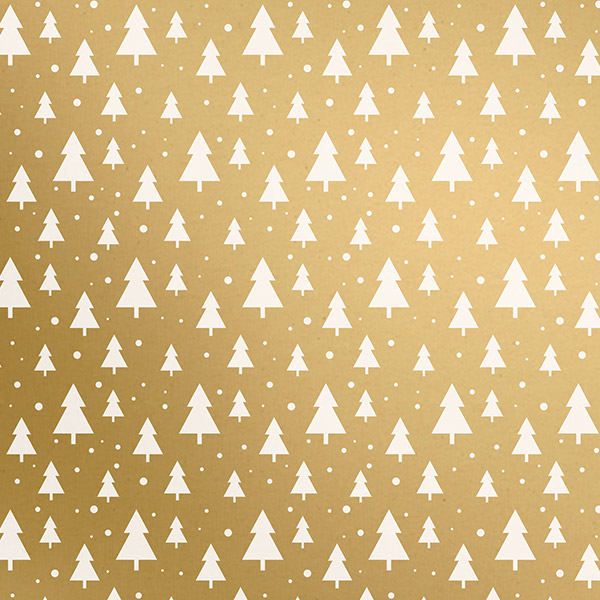 Modern Trees Gold Gift Wrap, 24"x833', Full Ream Roll